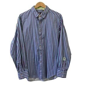 Robert Graham X Collection Shirt Long‎ Sleeve Blue Purple Flip Cuffs Green Sz XL